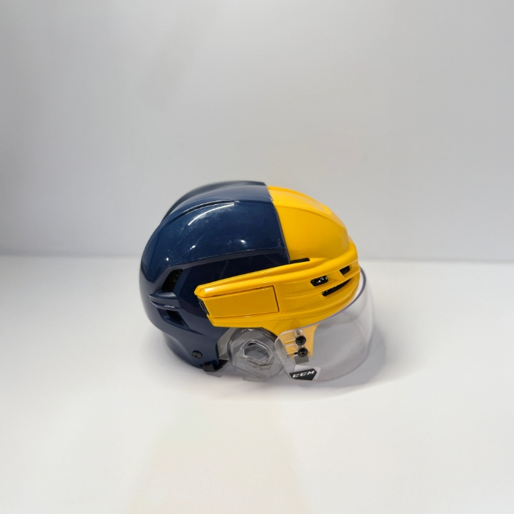 CCM TACKS X BLUE NAVY & YELLOW SMALL  (USED)